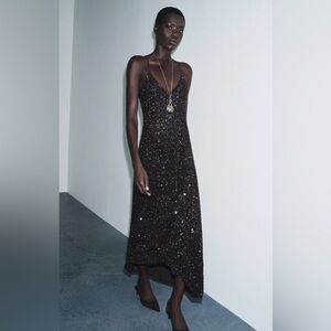 Zara Black Glitter Midi Dress